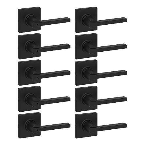 Kwikset Casey Interior Privacy Door Handle with Lock 10 Pack, Matte Black G103018