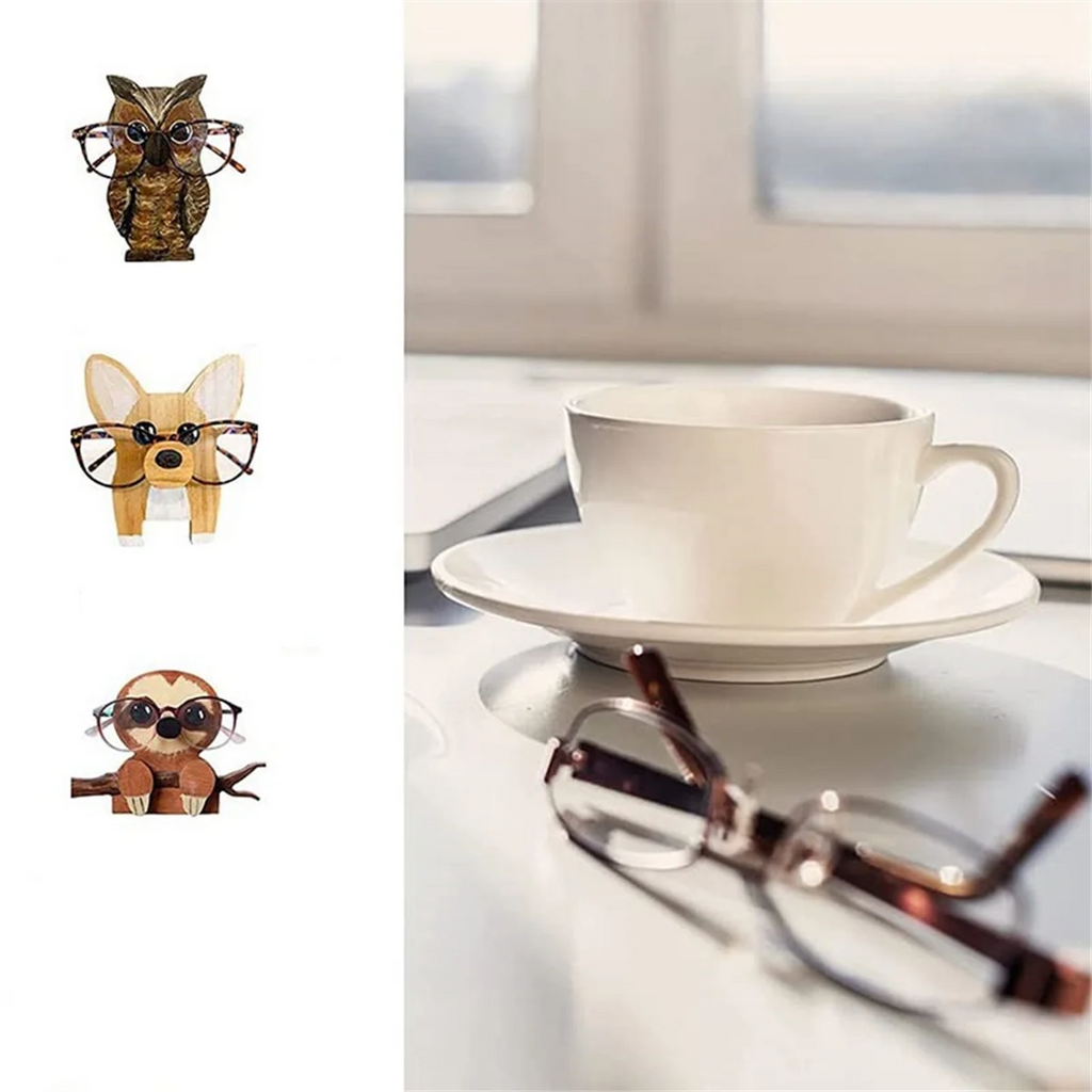 Wooden Animal Glasses Display Stand for Office Desktop U2175