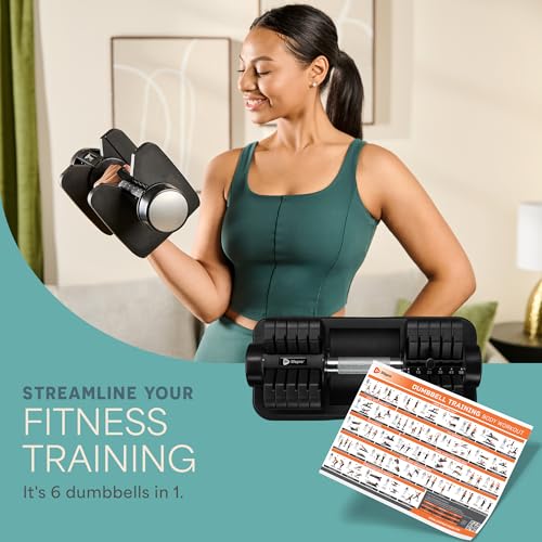 Lifepro Adjustable Dumbbells Set with Rack, 5-in-1, 15-55lb, Home Gym K99628