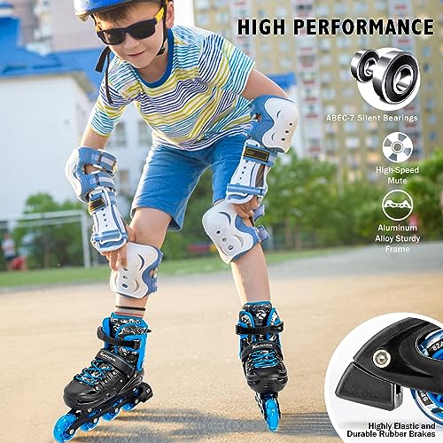 Kuxuan Skates Adjustable Illuminating Inline Skates for Kids and Adults E924535