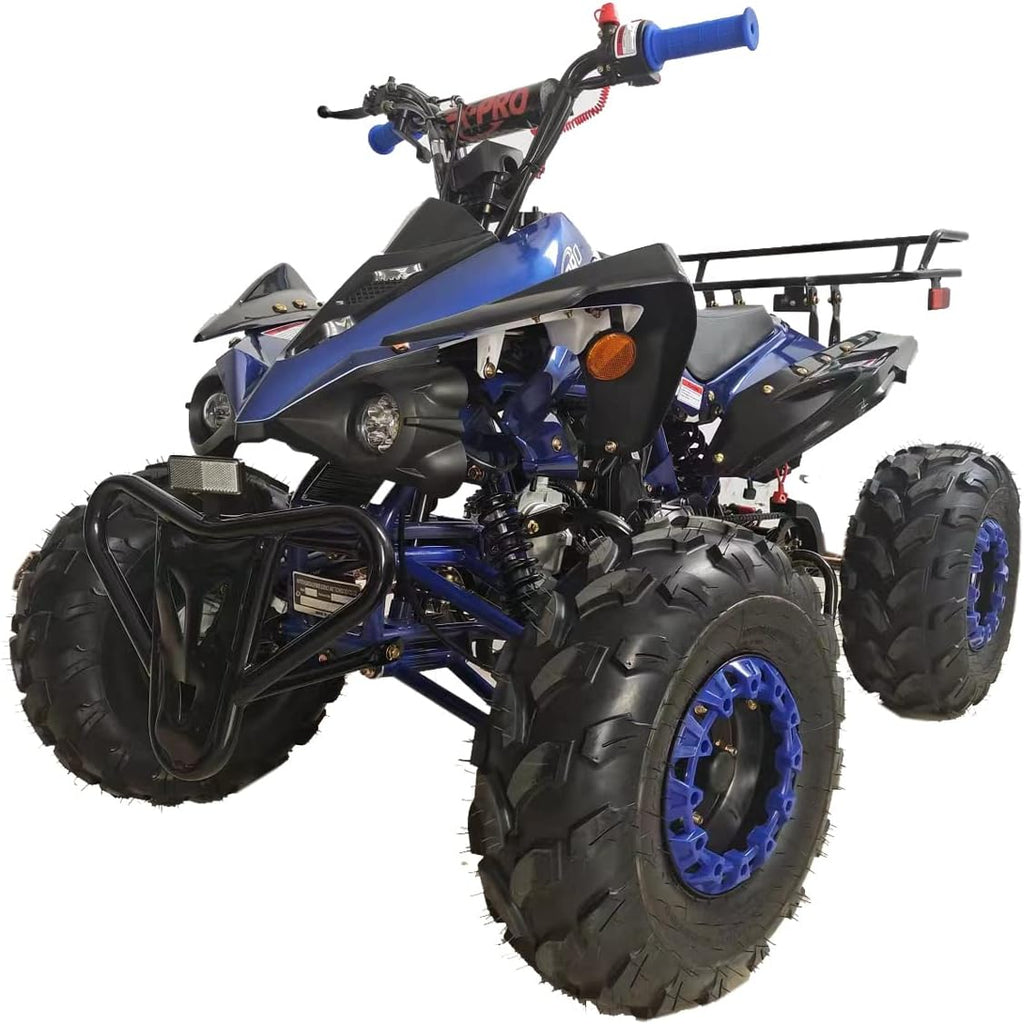 X-PRO Blast 125cc ATV Automatic Transmission w/Reverse, LED Headlight, Big 19"/18" Tires! Assembled and Tested！ (Blue)