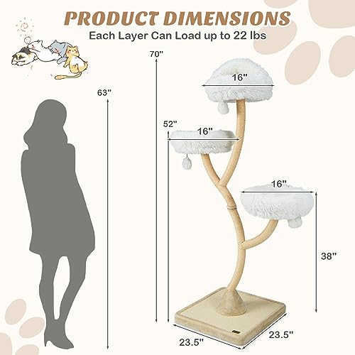 PETSITE 70" Tall Cat Tree for Large Cats with Scratching Posts N631455