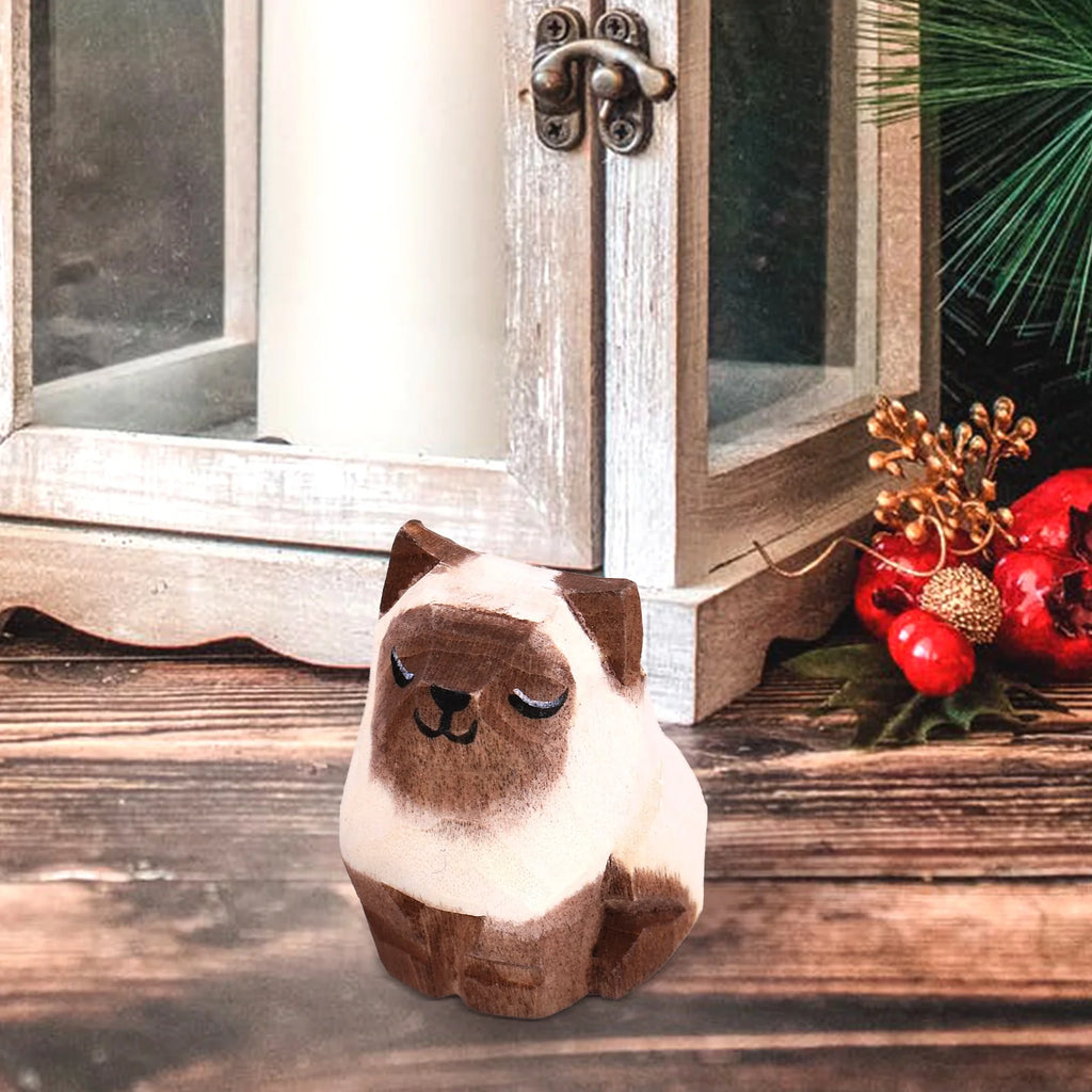 Wooden Cat Ornament for Desktop P927064