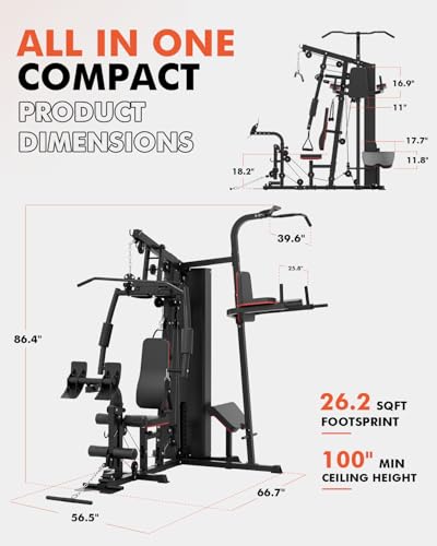 Mikolo Home Gym 150LBS Weight Stack, Full Body Strength Training Equipment I1105