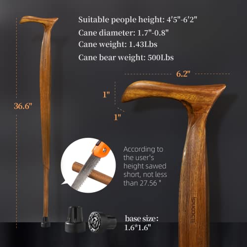 Wooden Walking Cane with Travel Bag, Natural Solid Wood, Ergonomic for Seniors Q6864