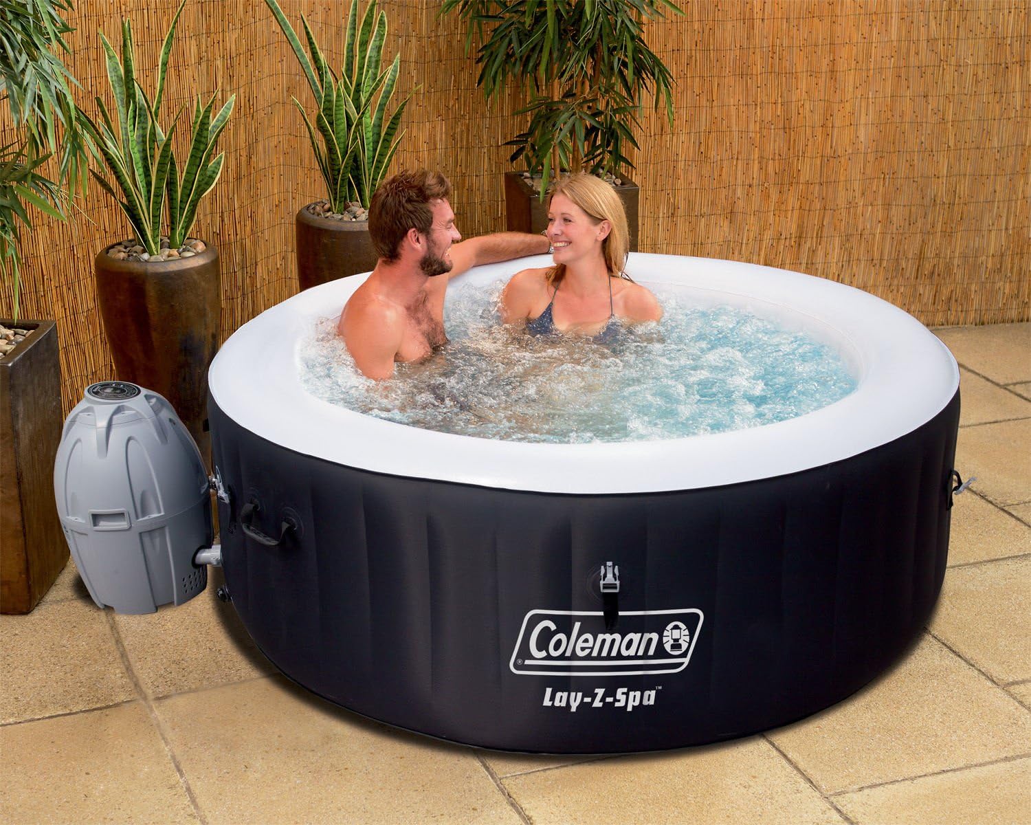 Coleman SaluSpa AirJet 4 Person Inflatable Hot Tub with Cover and Filter Cartridges, Black Z197