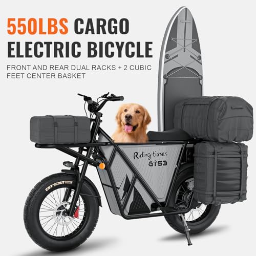 Riding'times GT53 Electric Cargo Bike for Adults, 2000W, 1123WH Removable Battery W90790