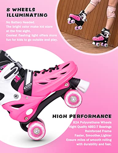 METROLLER Roller Skates for Kids, Adjustable 4 Sizes with Light Up Wheels C6565