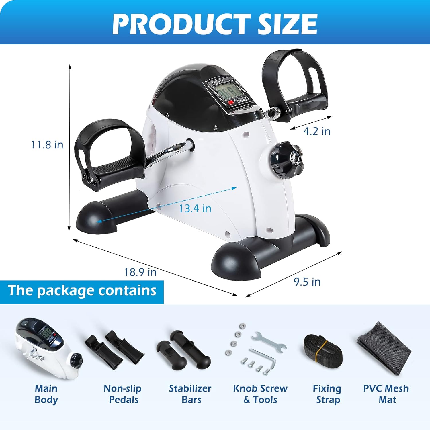TABEKE Under Desk Bike Pedal Exerciser for Arm and Leg Exercise with LCD Display E71810