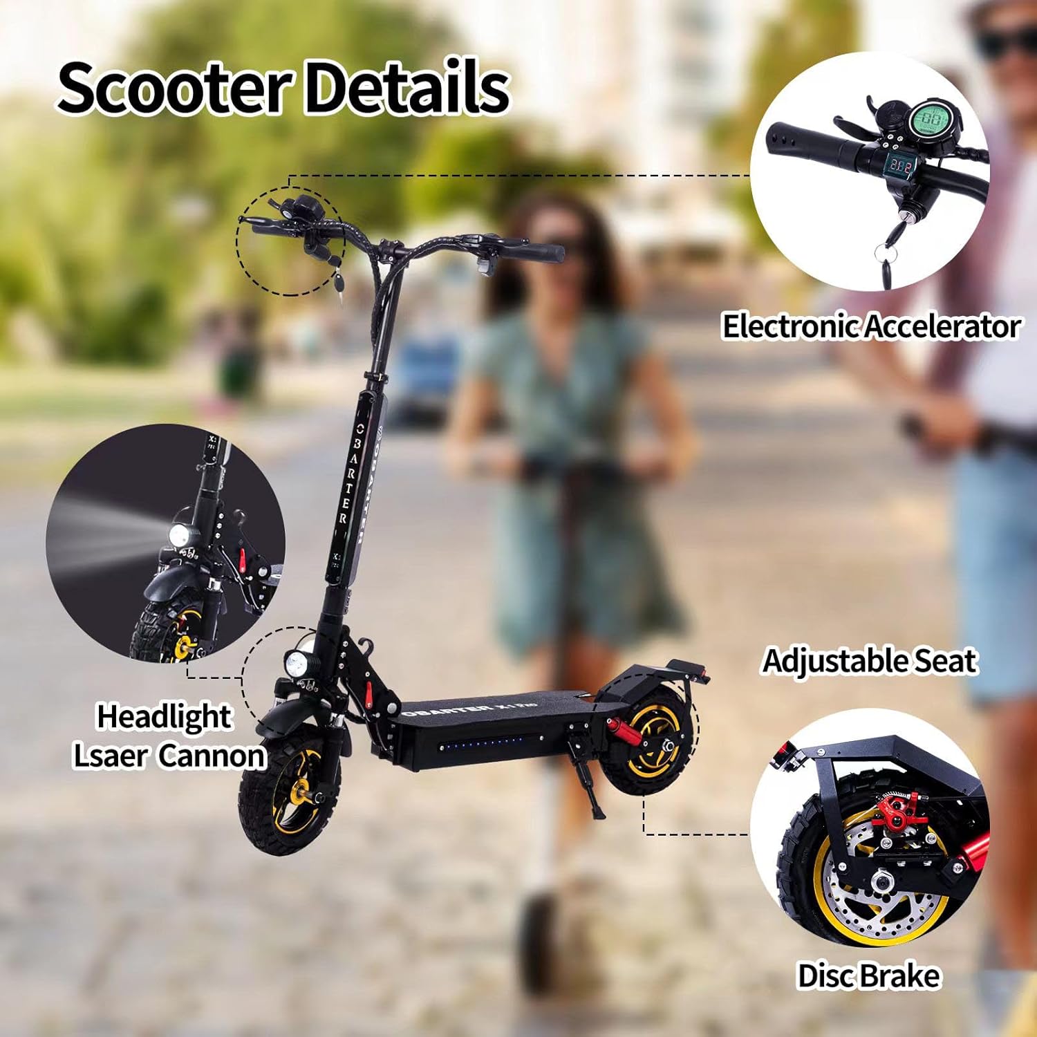 X1pro Foldable Electric Scooter 1000W Off-Road 10" Vacuum Tire W452342