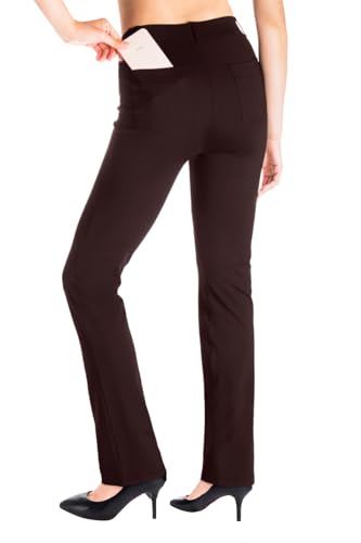 Yogipace Women's Straight Leg Yoga Dress Pants with Belt Loops H62689