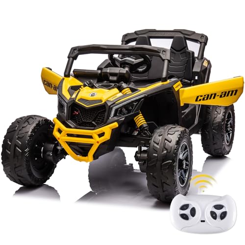 SOAR 24V Ride On Toys - UTV for Kids, 2 Seats Remote Control, 4 Wheeler Quad Off-Road, 7AH Battery Powered 2WD/4WD, Licensed Can-Am, Parental Mode, Orange
