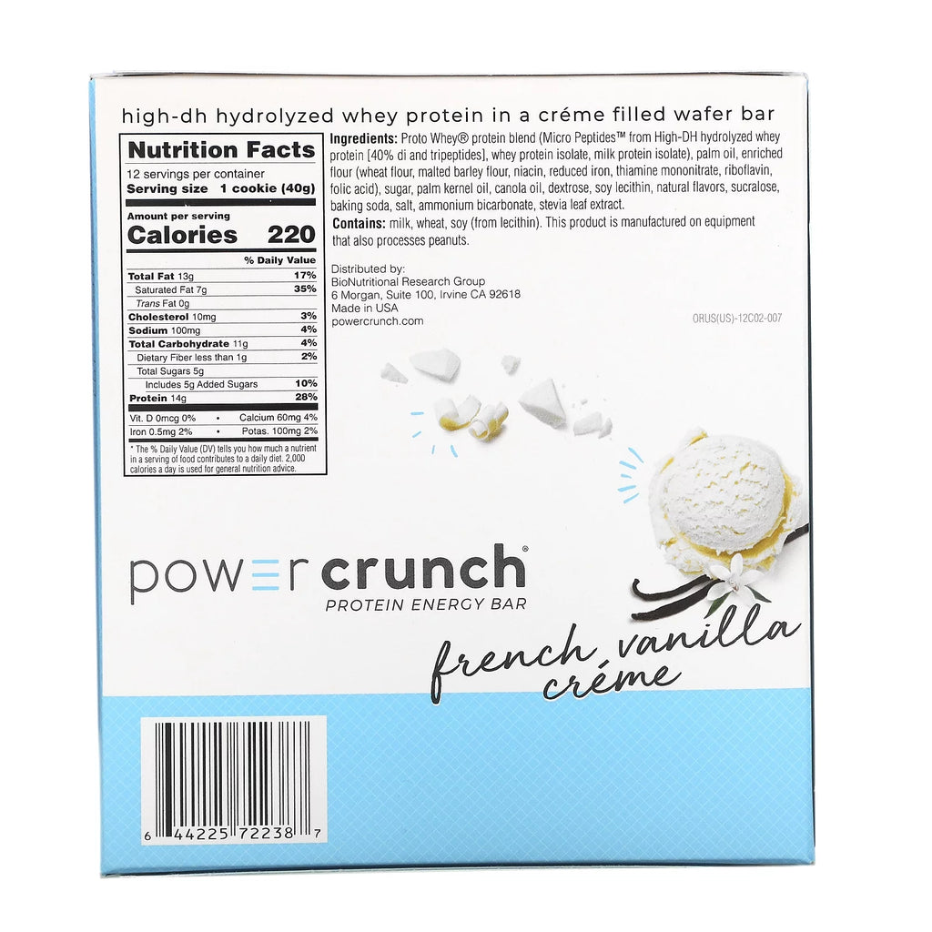 Power Crunch Protein Energy Bar French Vanilla Creme, 1.4 oz, 12 Pack L200349