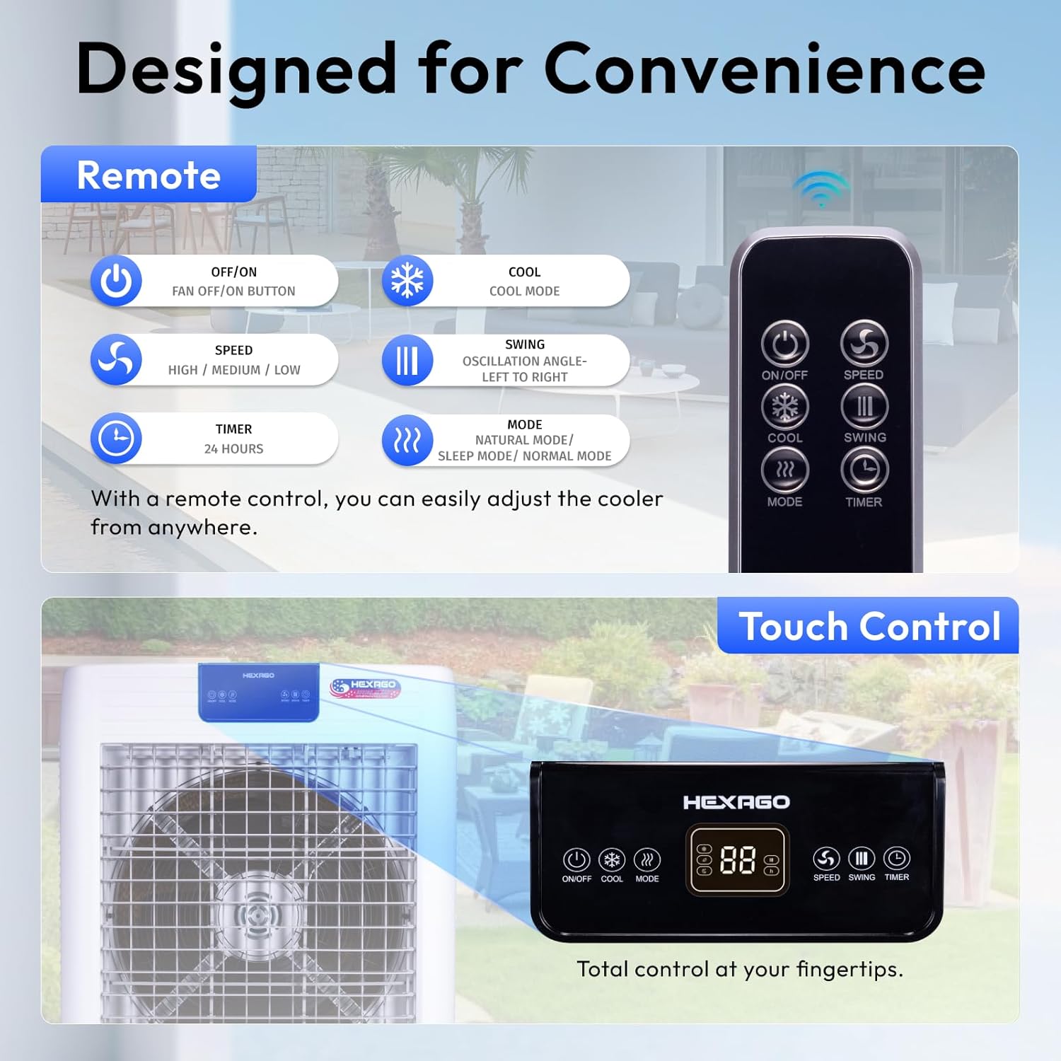 Swamp Cooler 10000 CFM Evaporative Air Cooler with Remote Control, 29 Gallon A985572