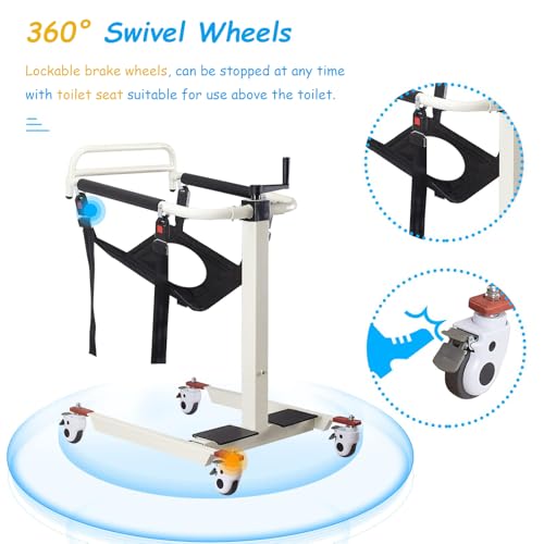 Portable Patient Lift Wheelchair for Home, Adjustable Height, 330 lbs Capacity K93627