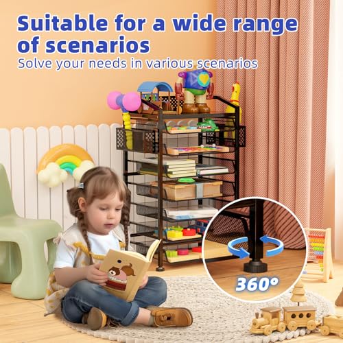 Simple Trending 14 Tier Rolling File Cart with Sliding Trays, Black C4528
