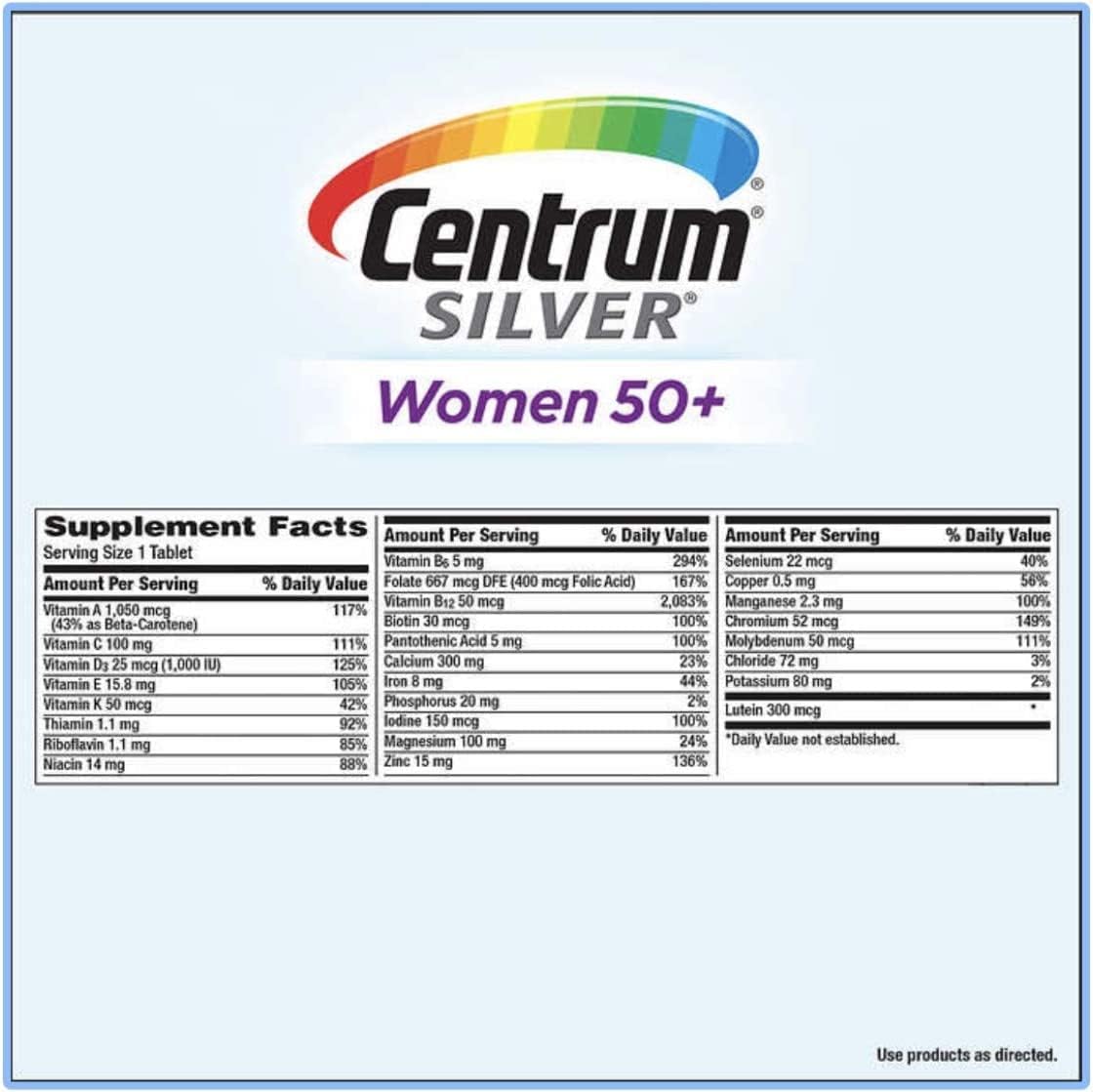 Centrum Silver Women 50+ Multivitamin 275 Tablets H167