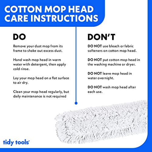 Commercial Dust Mop 24 in for Hardwood Floors, Reusable Cotton Head, Extendable Handle L1897