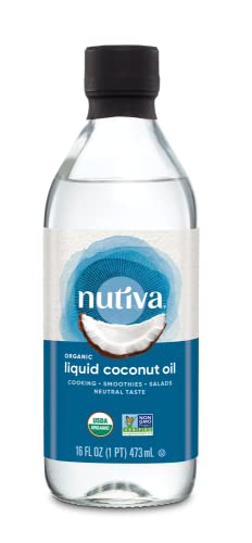 Nutiva Organic Liquid Fractionated Coconut Oil, 32 Oz, USDA Organic, Non-GMO, Non-BPA, Vegan, Keto, Paleo, Use for Cooking or Moisturizer for Skin, Massage and Hair