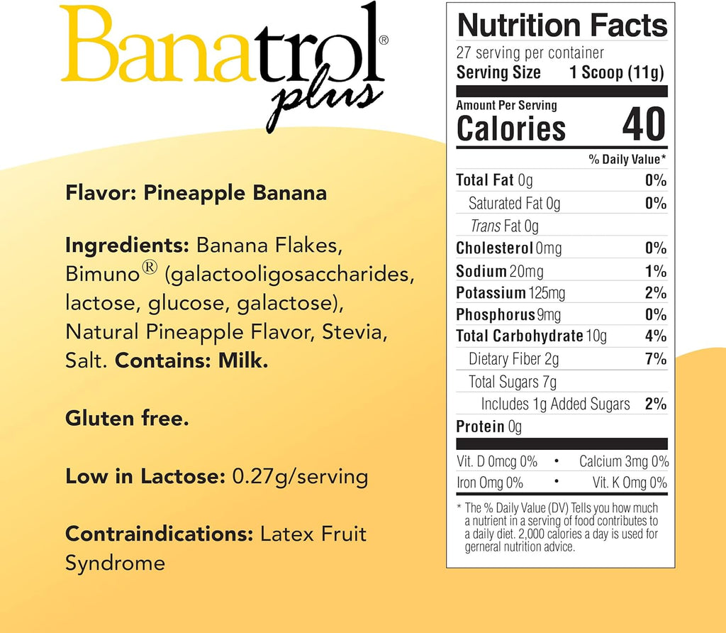 Medtrition Banatrol Natural Anti-Diarrheal with Prebiotics, 28 Servings (Pineapple) C90845