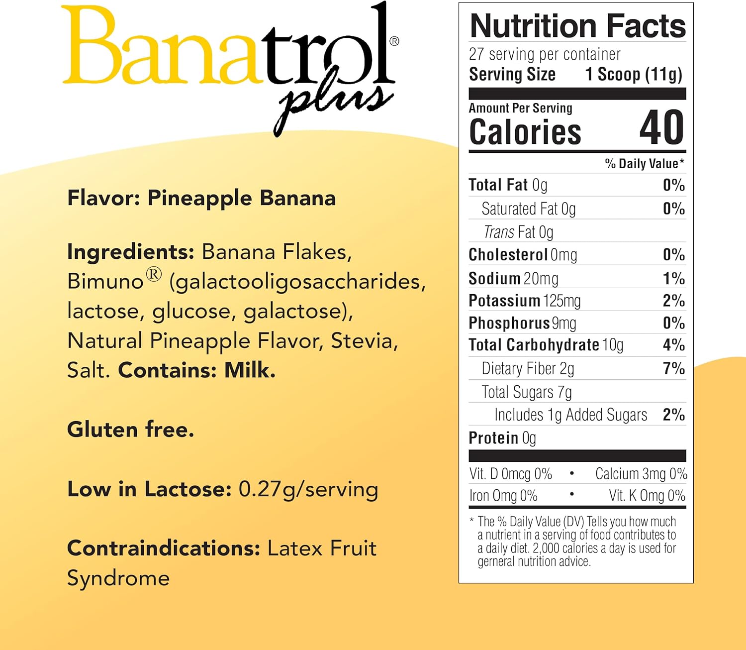 Medtrition Banatrol Natural Anti-Diarrheal with Prebiotics, 28 Servings (Pineapple) C90845
