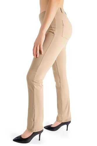 Yogipace Women's Straight Leg Yoga Dress Pants with Belt Loops H62689