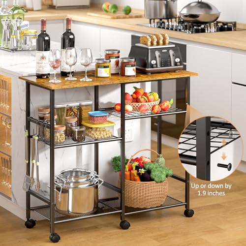Microwave Cart with Adjustable Shelf and Wheels P795