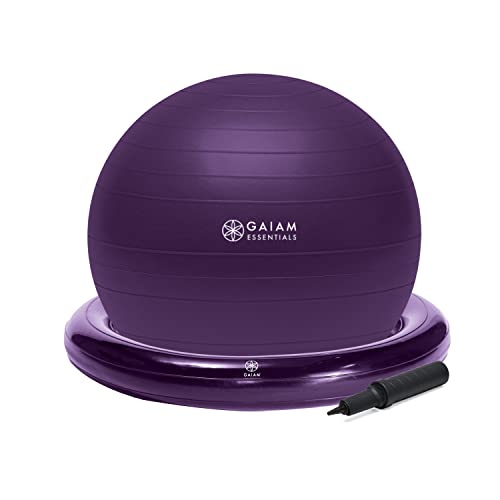 Balance Ball & Base Kit, 65cm Yoga Ball Chair, Exercise Ball with Inflatable Ring Base for Home or Office Desk, Includes Air Pump