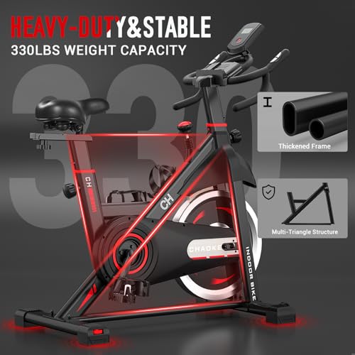 CHAOKE Exercise Bike for Home, 330lbs Capacity Indoor Cycling Bike T612788