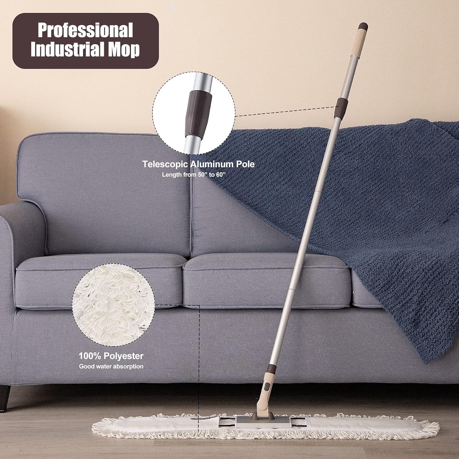 Eyliden 36" Professional Industrial Dust Mop with Telescopic Handle C373