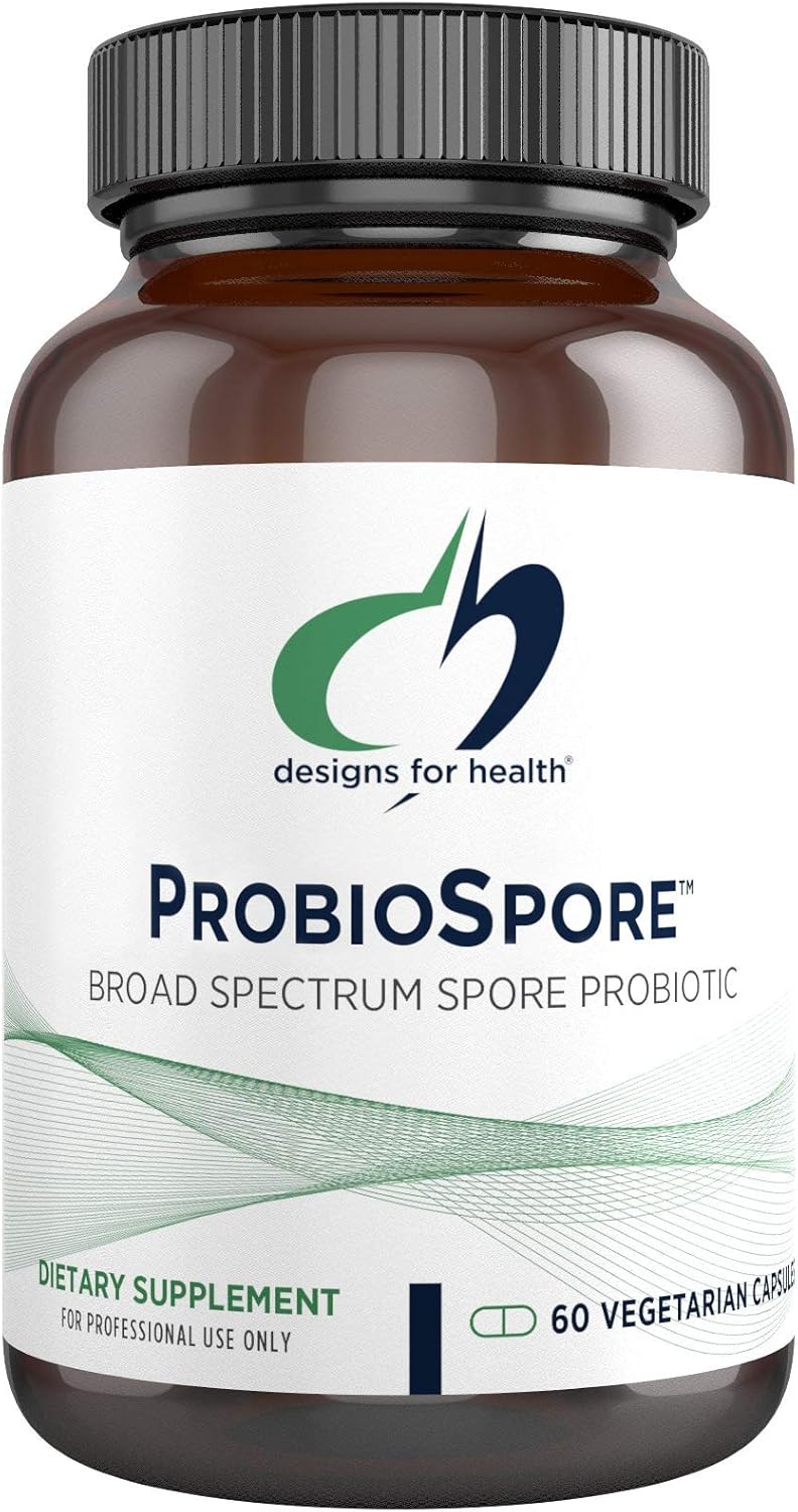Designs for Health ProbioSpore - Powerful Spore Based Probiotic, Soil-Based Probiotics Supplement - Shelf Stable Gut + Immune Support, Non-GMO + Dairy Free (60 Capsules)