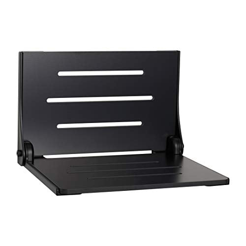 Seachrome Silhouette Folding Wall Mount Shower Bench Seat, Black Seat with White Frame