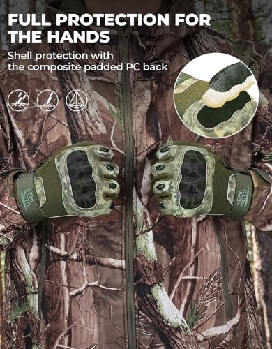 KEMIMOTO Tactical Gloves for Men, Touchscreen Motorcycle Gloves with Hard Shell & Palm Padding E190