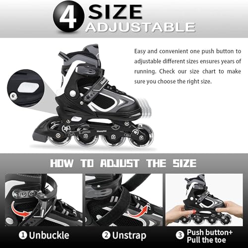MammyGol Adjustable Kids Inline Skates with Light Up Wheels B35822
