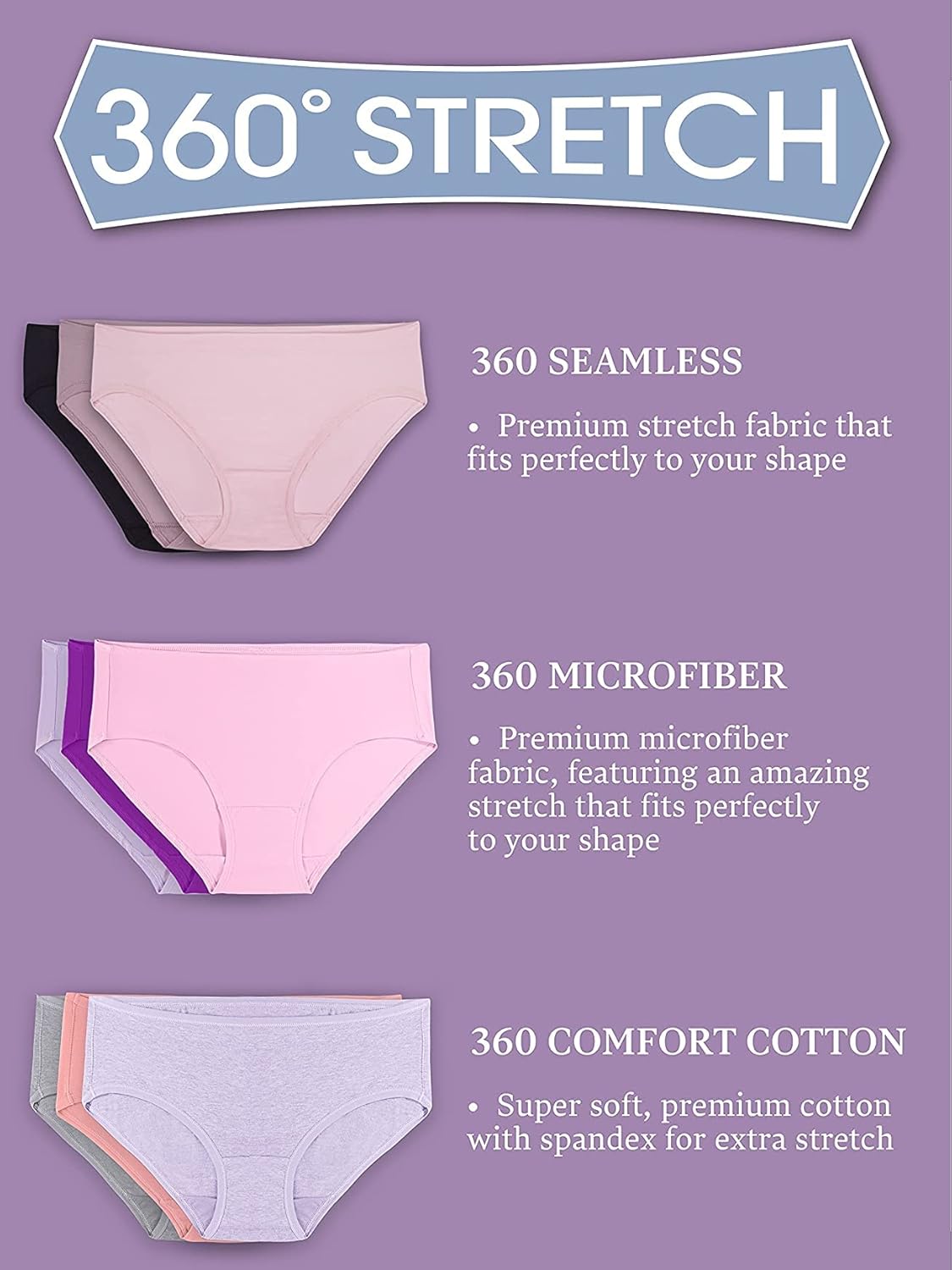 Fruit of the Loom Women's 5 Pack Microfiber Hi-Cut Panties, Multicolor, 9 H810287