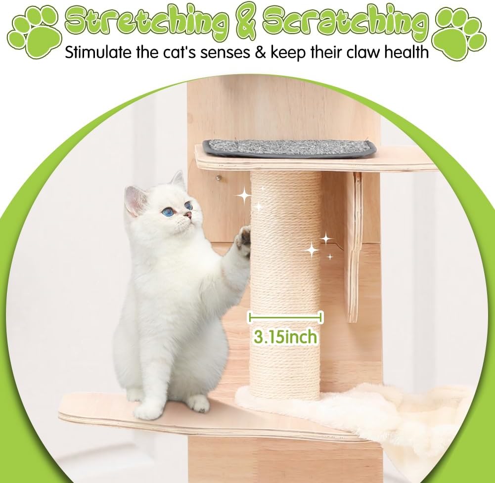 EMUST Door Cat Tree for Indoor Cats, Over The Door Cat Climber with Scratching Post J5857