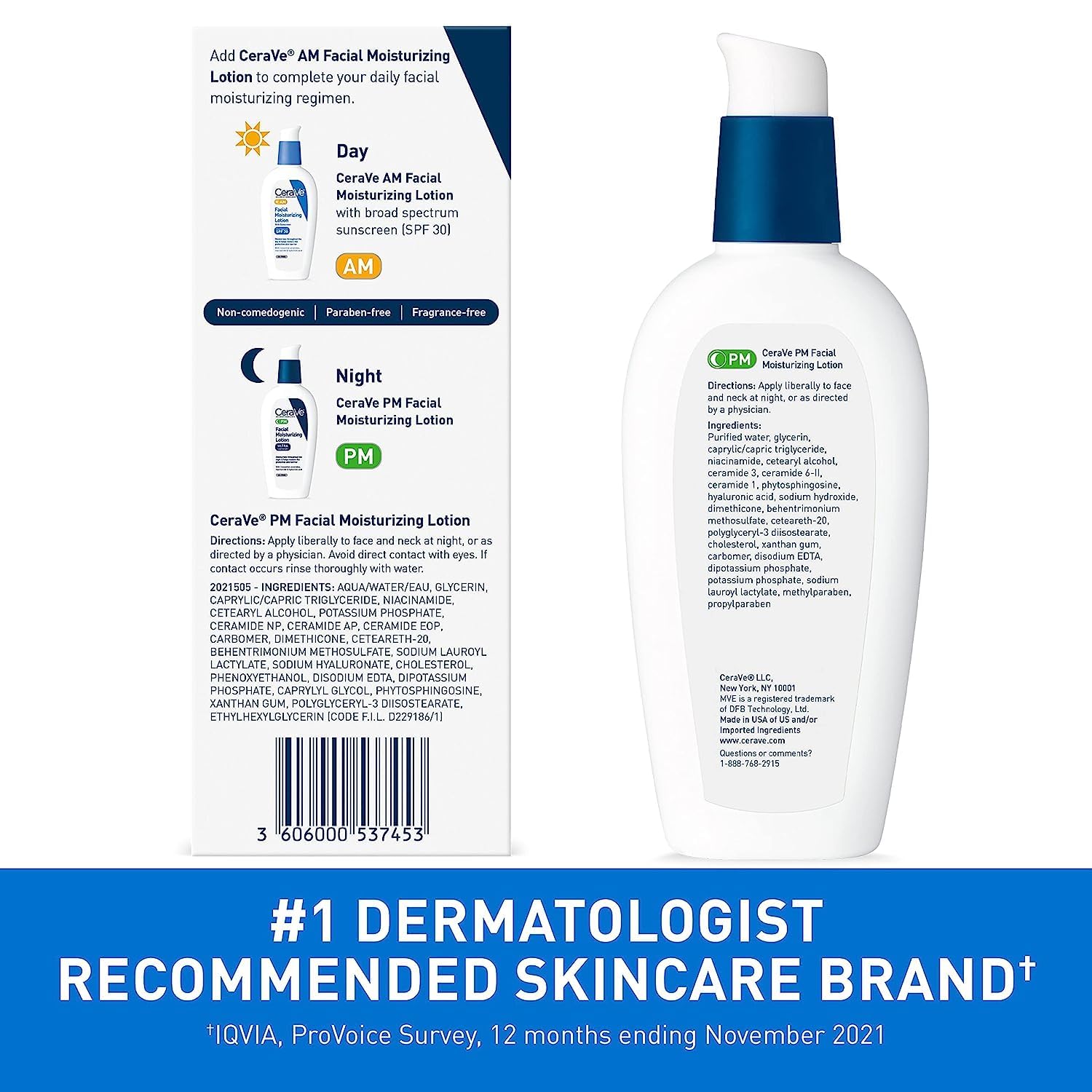 CeraVe PM Facial Moisturizing Lotion Night Cream 3 oz O49360
