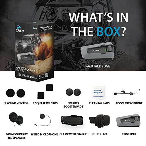 Cardo PACKTALK Edge Motorcycle Bluetooth Headset Intercom - Single Pack, Black T745612