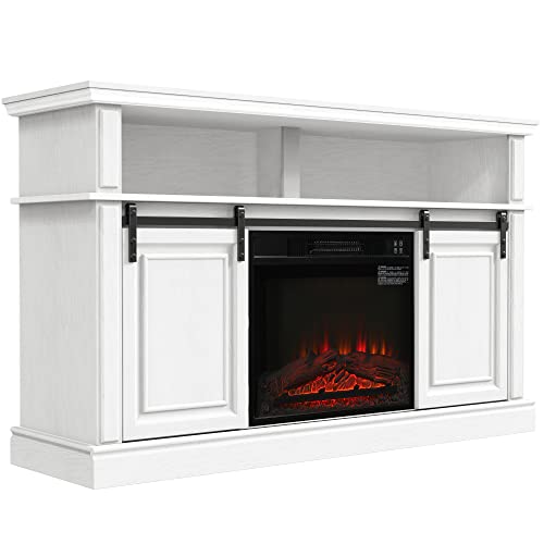 LGHM Fireplace Entertainment Center White TV Stand with Electric Fireplace J9890