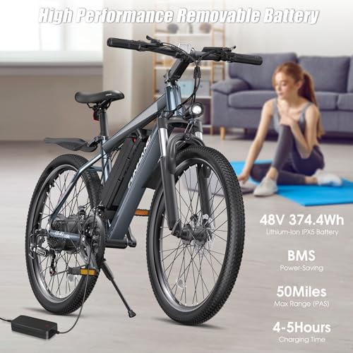 Peak 1000W Electric Mountain Bike for Adults, 26" 48V Commuter Ebike F750633