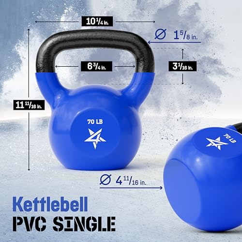 Yes4All 5-100 LB Vinyl Coated Cast Iron Kettlebells M964803