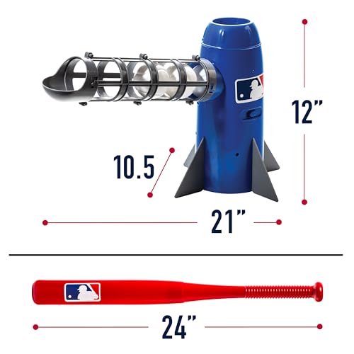 Franklin Sports MLB Kids Pitching Machine Pop Rocket Baseball Trainer with Bat and 5 Balls W217652