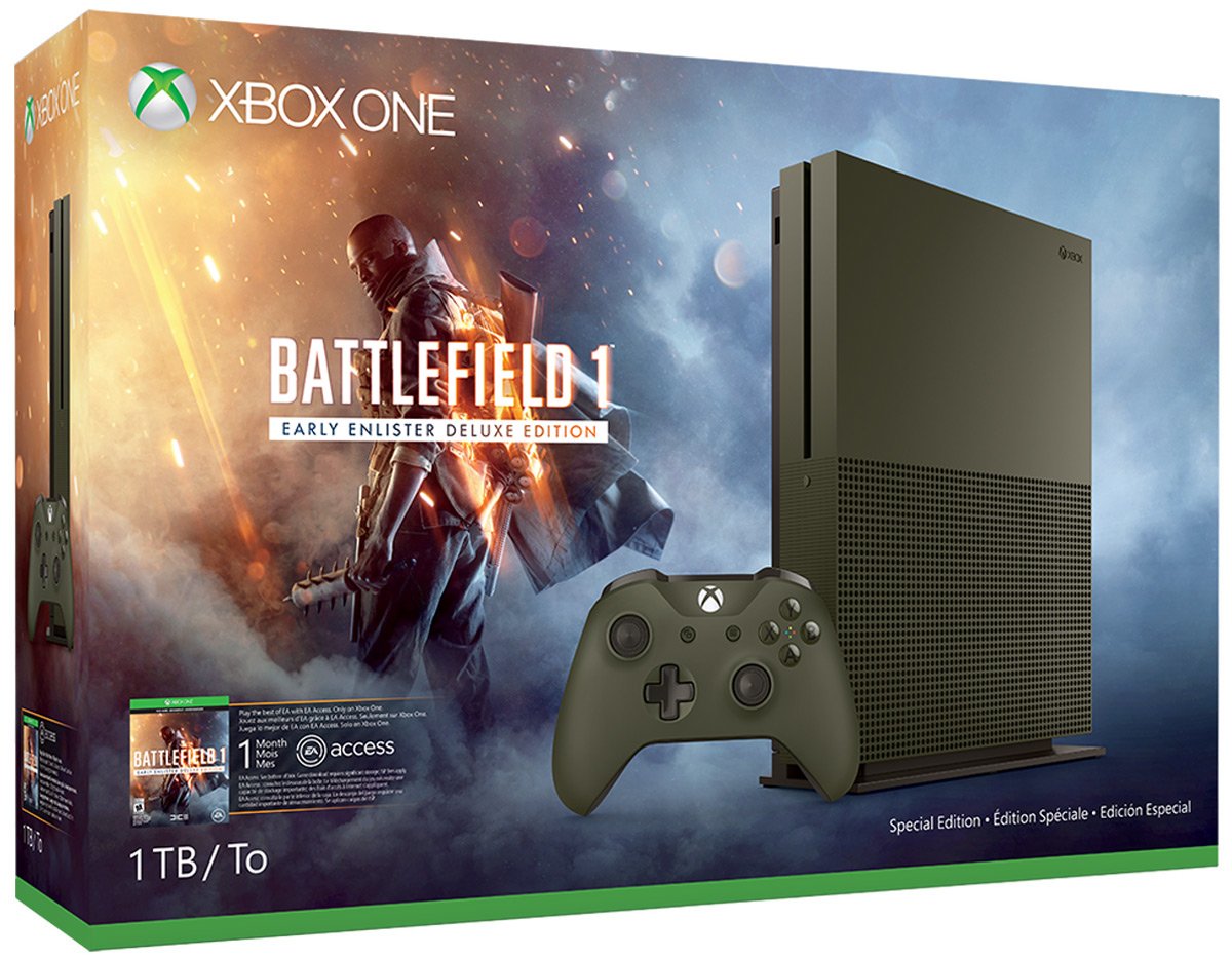 Microsoft Xbox One S 1TB Game Console Military Green (Renewed) C87661
