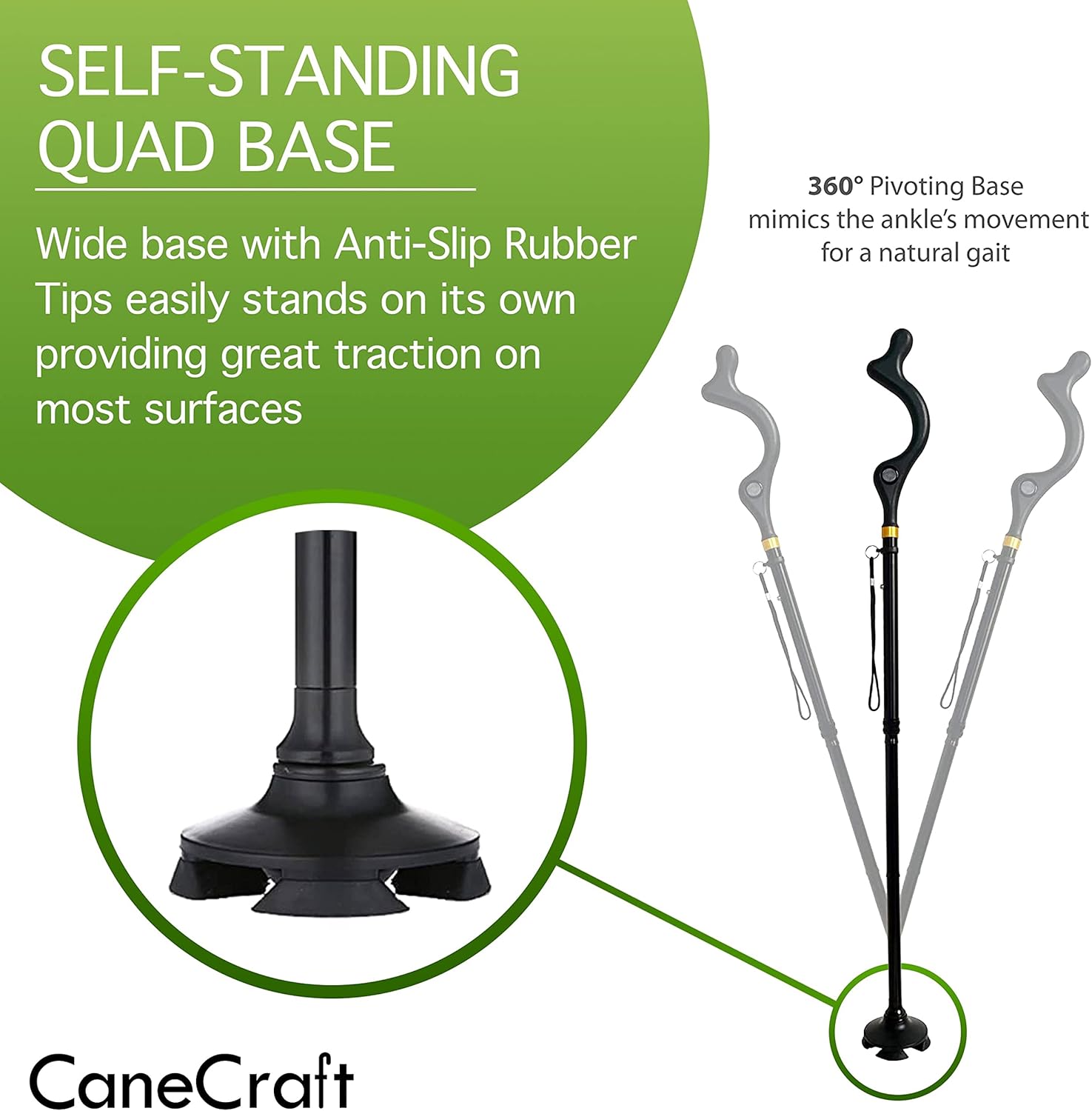 Straight Up Cane Folding Self-Standing, Anti Slip, Height Adjustable U48731