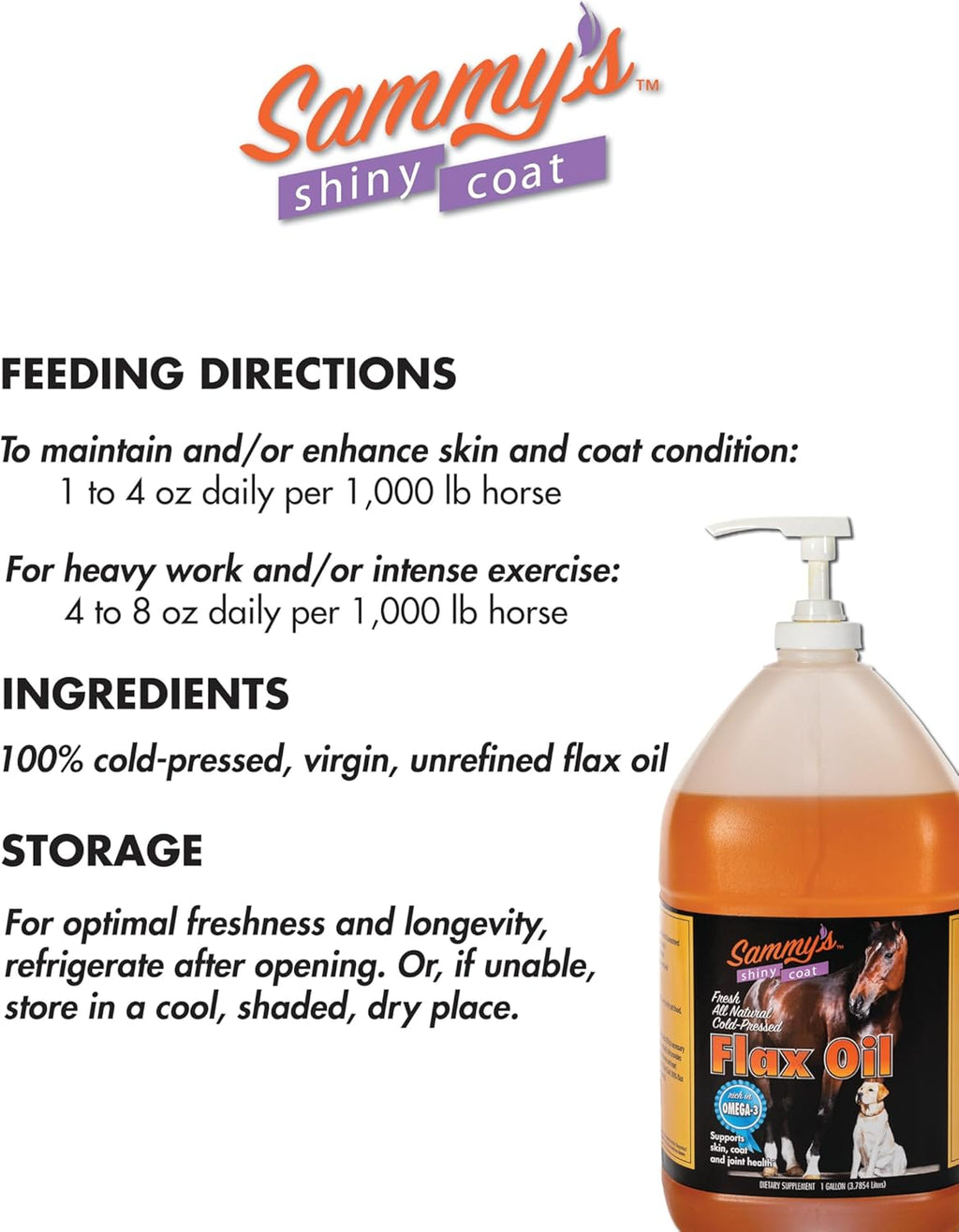 Sammy's Shiny Coat Flax Oil for Horses, Pure Flaxseed Oil Supplement, 1 Gallon Y260843
