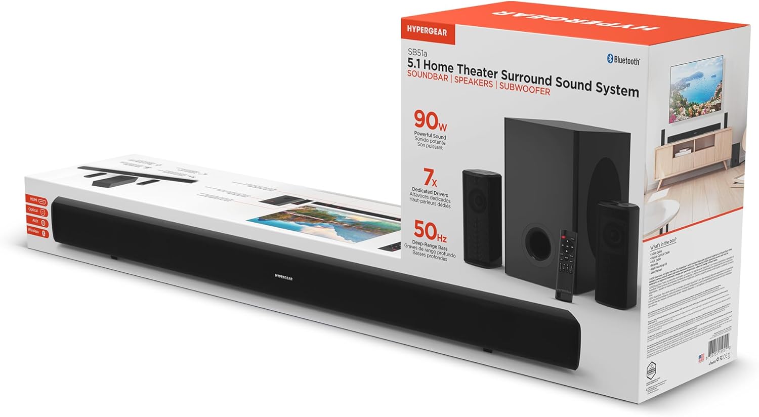SB51a 5.1 Home Theater Soundbar with Dual Speakers and Subwoofer R27135