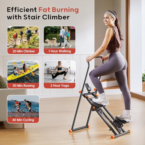 Foldable Stair Stepper Machine with Adjustable Handlebar for Home Gym E5858