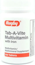 Rugby Laboratories Tab-A-Vite Multivitamin with Iron Multimineral Supplement Vitamin A, C, D Thiamin Riboflavin Niacin Folate Pantothenic Acid 100 Tablets (Pack of 1)