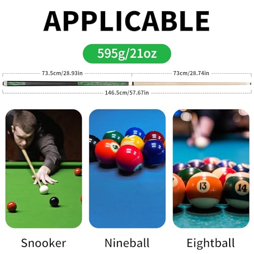 LOTKEY Pool Cue Set of 4 - Canadian Maple 58'' Billiard Sticks with 2 Chalks R905285