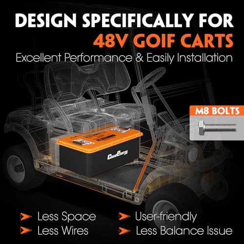 48V 51.2V LiFePO4 Golf Cart Battery with 200A BMS, Mobile APP, Touch Monitor R508